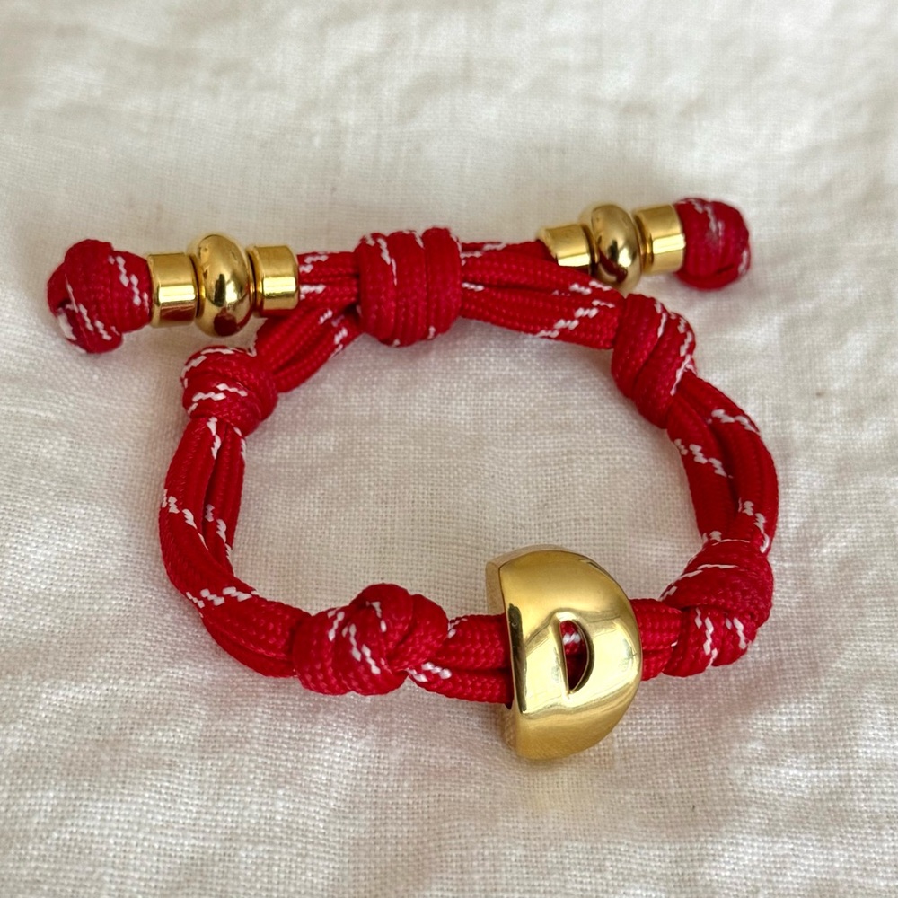 BaubleBar Red Cord Bracelet with Gold Accents - Picture 2 of 3